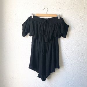 Amadi by Anthro | Black Tiered Shorts Romper M